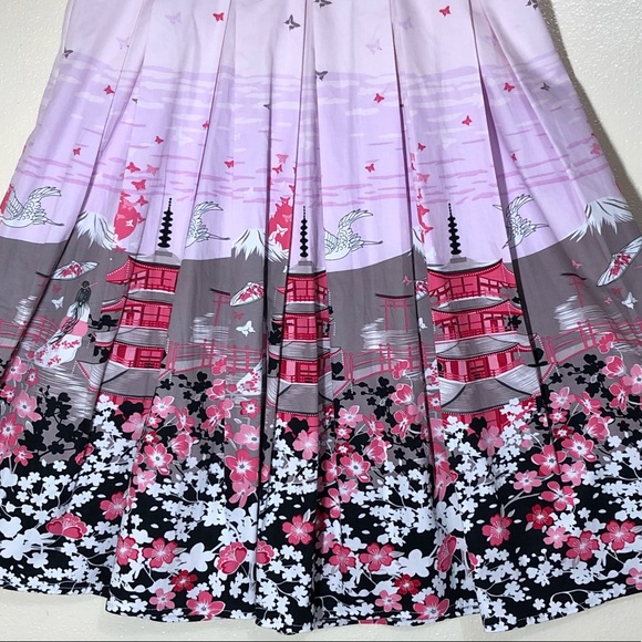 Women’s Pastel Pink Cherry Blossom Flare Skirt Small - Picture 3 of 3